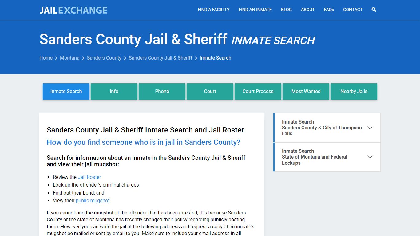 Sanders County Jail & Sheriff Inmate Search - Jail Exchange